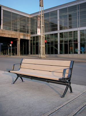 Cascades Bench - Cast aluminum structure with 100% recycled plastic slats